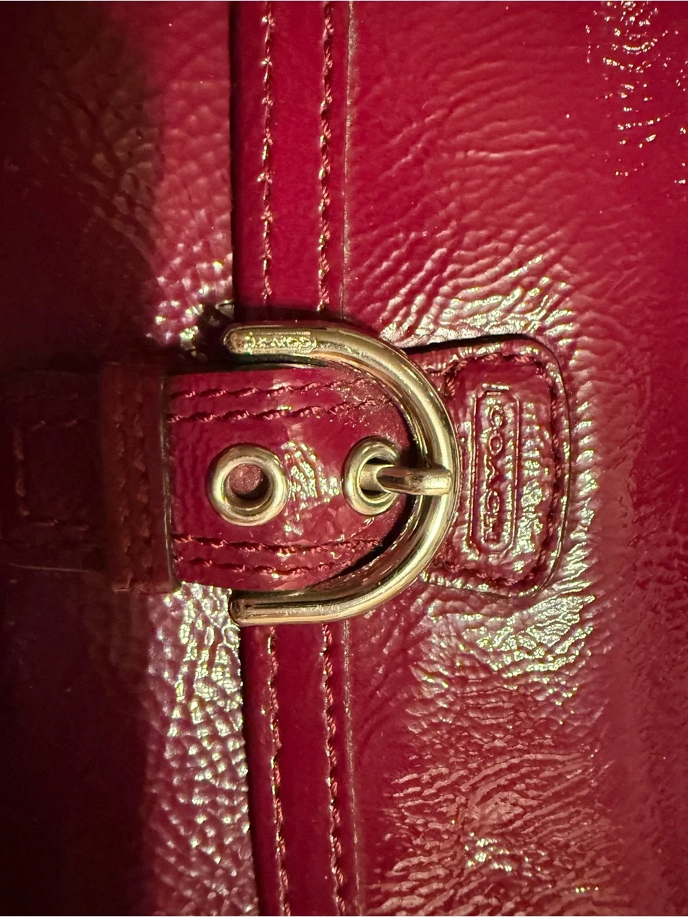 Glossy Plum Leather Clutch Wallet - coach